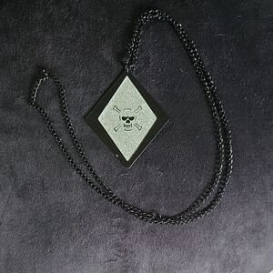 Black and Silver Skull Pendant Necklace